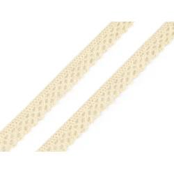 Dantelă bumbac croşetată, lățime 12 mm - Galben vanilie (5 Metri)