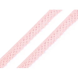 Dantelă bumbac croşetată, lățime 12 mm - Roz deschis (5 Metri)
