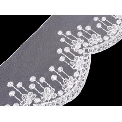 Dantela brodata pe organza latime 18 cm - Off white (1 Metru)