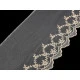 Dantela brodata pe organza cu lurex latime 17 cm - Off white (1 Metru)