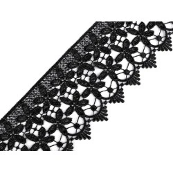 Dantelă guipure 85 mm - Negru (1 Metru)