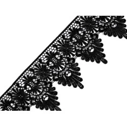 Dantelă guipure 80 mm - Negru (1 Metru)