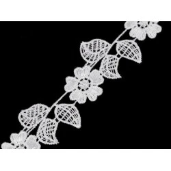 Dantelă guipure lățime 35 mm - Alb (1 Metru)