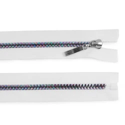 Fermoar plastic, efect curcubeu, no 5 lungime 60 cm - Alb (1 Bucată)