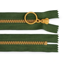 Fermoar din plastic colorat no 5 lungime 15 cm cu cursor decorativ - Verde (1 Bucată)