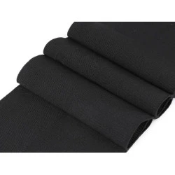 Betelie / bandă tricot elastic cu tunel pentru șnur, 14x90 cm - Negru (1 Bucată)