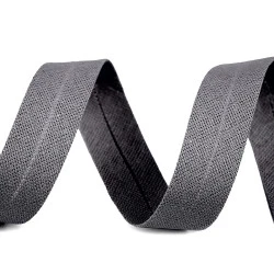 Bandă bias din bumbac, lățime 18 mm - Gri neutral (1 Metru)