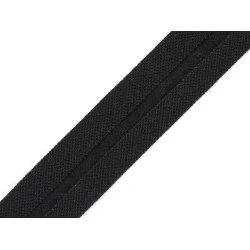 Bandă bias din bumbac, lățime 20 mm - Negru (1 Metru)