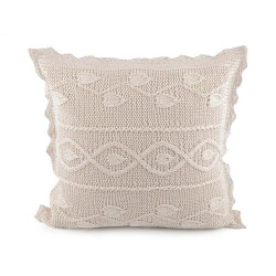 Față de pernă tricotată, bumbac 45x45 cm - Ecru deschis (2 Bucăți)