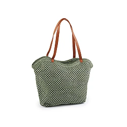 Geantă de mână croșetată din rafie - cu fermoar 47x36 cm - Verde (1 Bucată)