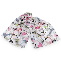 Eșarfă de vară / șal pisici și câini 70x180 cm - Alb (1 Bucată)