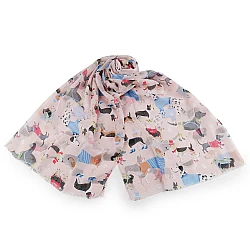 Eșarfă de vară / șal pisici și câini 70x180 cm - Roz pudrat (1 Bucată)