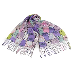 Eșarfă de vară / șalcu franjuri pisici 70x180 cm - Violet (1 Bucată)