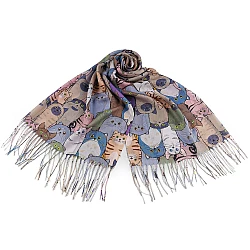 Eșarfă de vară / șalcu franjuri pisici 70x180 cm - Bej (1 Bucată)