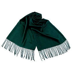 Eșarfă / șal culoare uni cu franjuri 65x175 cm - Verde închis (1 Bucată)