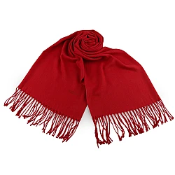 Eșarfă / șal culoare uni cu franjuri 65x175 cm - Roșu (1 Bucată)