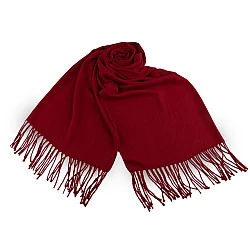 Eșarfă / șal culoare uni cu franjuri 65x175 cm - Bordo deschis (1 Bucată)