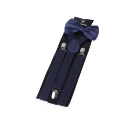 Set bărbătesc bretele și papion - Albastru închis (1 Set)