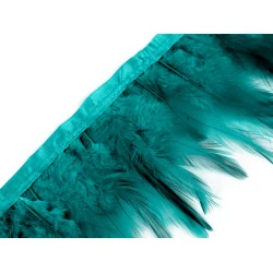 Bandă din pene de cocoș 8-12 cm - Turcoaz marin (1 Metru)