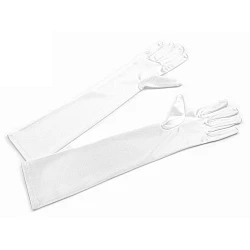 Mănuși lungi din satin - Alb (1 Pereche)