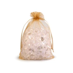 Săculeț organza pentru cadouri, 14x21 cm - Auriu deschis (10 Bucăți)