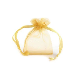 Săculeț organza pentru cadouri, 4,5x7 cm - Auriu deschis (10 Bucăți)