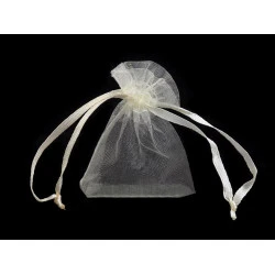 Săculeț organza pentru cadouri, 4,5x7 cm - Crem foarte deschis (10 Bucăți)
