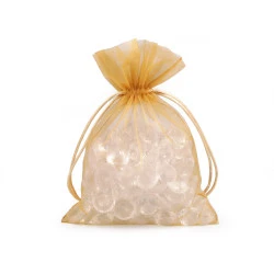 Săculeț organza pentru cadouri, 13x18 cm - Auriu deschis (10 Bucăți)