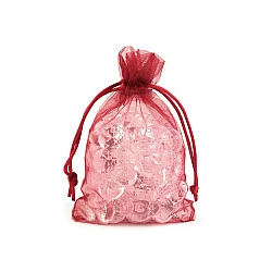 Săculeț organza pentru cadouri, 10x15 cm - Roșu x-mas (10 Bucăți)