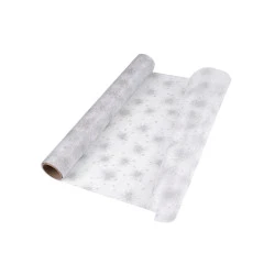 Organza decorativă cu sclipici, lățime 36 cm - Alb (1 Metru)