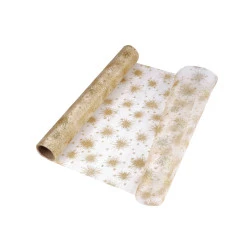 Organza decorativă cu sclipici, lățime 36 cm - Auriu deschis (1 Metru)
