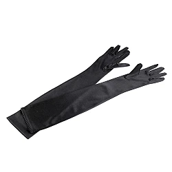Mănuși de ocazie satinate - Negru (1 Pereche)
