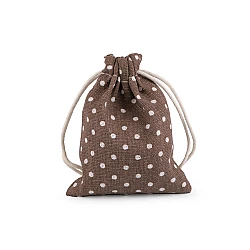 Săculeț pânză de in, imprimeu buline, 10x13 cm - Maro (1 Bucată)