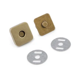 Închizatori / capse magnetice pătrate, 18x18 mm - Alamă antică (100 Seturi)