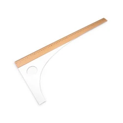 Riglă profesională de croitorie, lungime 60 cm, 80 cm - Natural mediu (1 Bucată)