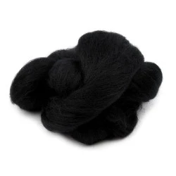 Lână merinos pieptănată, 20 g - Negru (1 Sac)
