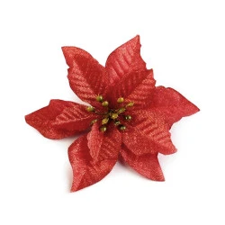 Crăciuniță decorativă cu lurex, ø14 cm - Roșu deschis (50 Bucăți)