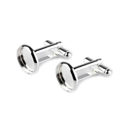 Bază butoni de manșetă, ø14 mm - Argintiu deschis (10 Bucăți)