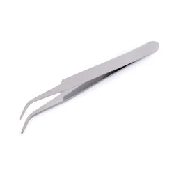 Pensetă metalică cu vărf curbat, 11,5 cm - Nichel (1 Bucată)