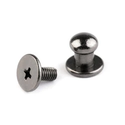 Butoni cu șurub pentru pielarie, ø6 mm - Nichel negru (20 Perechi)