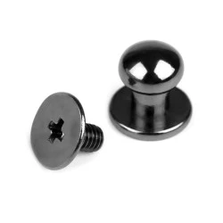 Butoni cu șurub pentru pielarie, ø7 mm - Nichel negru (10 Perechi)