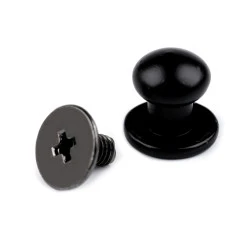 Butoni cu șurub pentru pielarie, ø7 mm - Lac negru (10 Perechi)