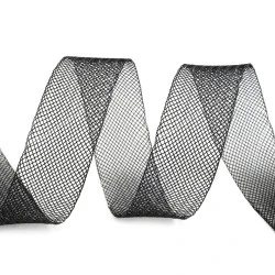 Rijelină rigidă, lățime 2,5 cm - Negru (1 Metru)