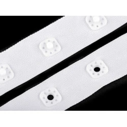 Bandă cu capse pentru confecții textile /  body, lățime 17 mm - Alb (1 Metru)
