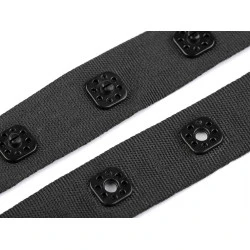 Bandă cu capse pentru confecții textile /  body, lățime 17 mm - Negru (1 Metru)
