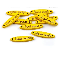 Etichete lemn hand made, 6x27 mm - Galben (10 Bucăți)