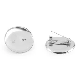 Bază broșă, ø23 mm - Platinum (10 Bucăți)
