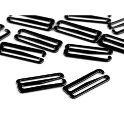 Cârlige și reglori pentru sutien, 25 mm - Negru (20 Bucăți)