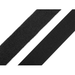 Bandă arici laminată extrafină, complet (puf + scai), 20 mm - Negru (5 Metri)