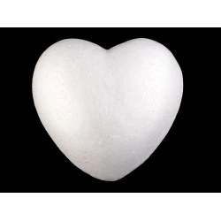 Inimă din polistiren, ø15 cm - Alb (1 Bucată)